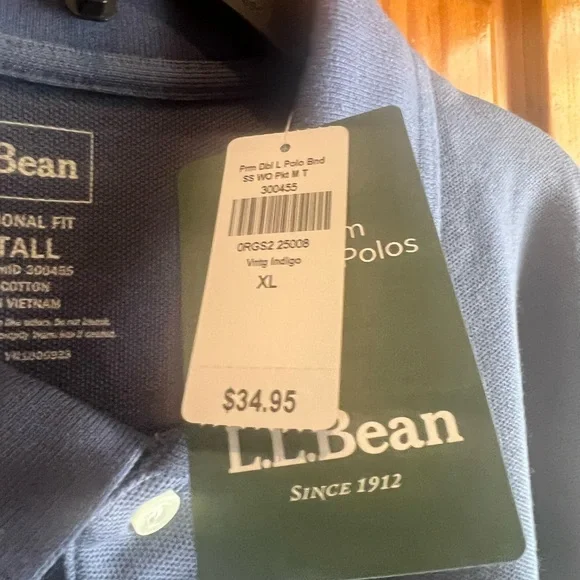 L.L. Bean XL Tall Blue Polo Shirt Casual Style NWT - Picture 5 of 5